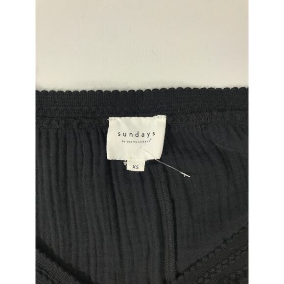 Sundays Gauze Ruffle Maxi Sundress Black Dress Women's S Cute Airy 100% Cotton - Picture 3 of 12